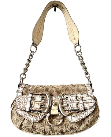 GUESS BAG MONOGRAM CROCO PRINT SILVER DETAILS VINTAGE Y2K 2000s