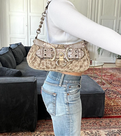 GUESS BAG MONOGRAM CROCO PRINT SILVER DETAILS VINTAGE Y2K 2000s