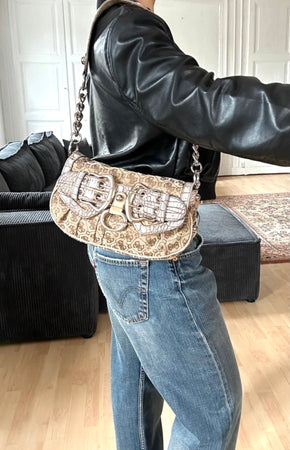 GUESS BAG MONOGRAM CROCO PRINT SILVER DETAILS VINTAGE Y2K 2000s