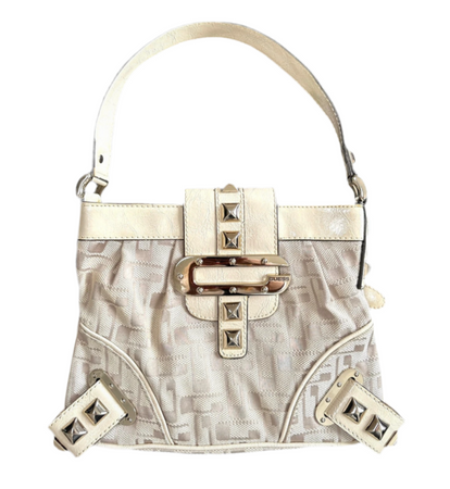 GUESS BAG WHITE MONOGRAM GOLD DETAILS VINTAGE Y2K 2000s