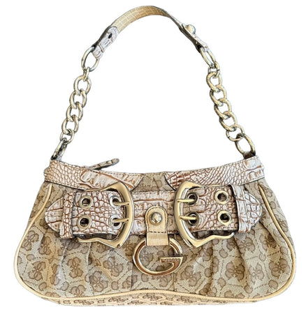 GUESS BAG MONOGRAM CROCO PRINT SILVER DETAILS VINTAGE Y2K 2000s