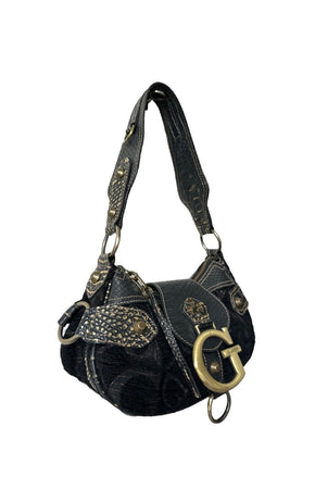 GUESS BAG BLACK VELVET SNAKE PRINT VINTAGE Y2K 2000s