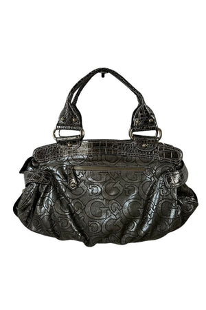 GUESS BAG GREY MONOGRAMME METALIC VINTAGE Y2K 2000s